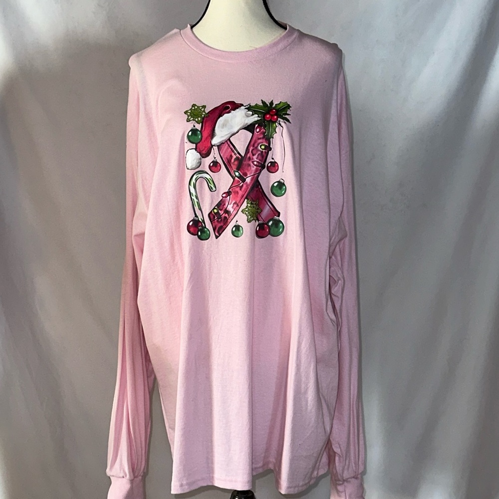 Breast Cancer Christmas Long Sleeve Tee
